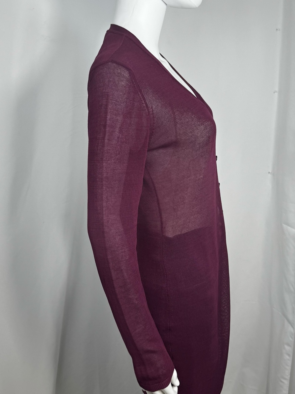 Patrizia Pepe Cotton Duster Cardigan Burgundy Maroon Longline Button Front OS - Picture 6 of 12